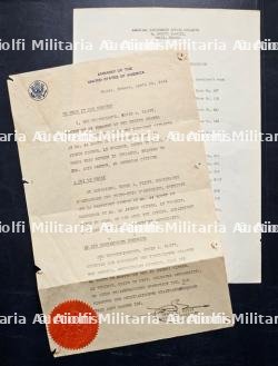ATTESTATION DE PROPRIÉTÉ ÉMISE PAR L’AMBASSADE DES ÉTATS-UNIS D'AMÉRIQUE (PARIS, 23-04-1941) + LISTE RÉVISÉE DES CONNECTIONS TELEPHONIQUES DE NUIT ET DES VACANCES DE L’AMBASSADE — photo 1