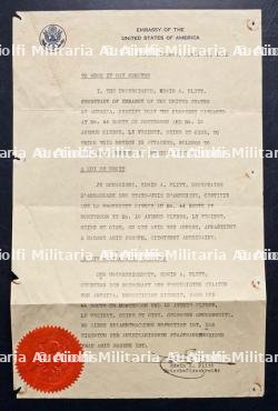ATTESTATION DE PROPRIÉTÉ ÉMISE PAR L’AMBASSADE DES ÉTATS-UNIS D'AMÉRIQUE (PARIS, 23-04-1941) + LISTE RÉVISÉE DES CONNECTIONS TELEPHONIQUES DE NUIT ET DES VACANCES DE L’AMBASSADE — miniature 3