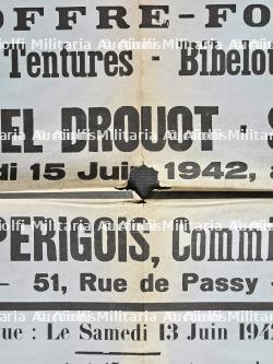LOT DE QUATRE AFFICHES RARES ET DEUX CATALOGUES DE VENTE À L’HÔTEL DES VENTES DE DROUOT. 1942. 1943.1944. — miniature 6