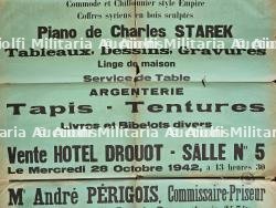LOT DE QUATRE AFFICHES RARES ET DEUX CATALOGUES DE VENTE À L’HÔTEL DES VENTES DE DROUOT. 1942. 1943.1944. — photo 12