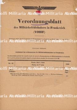 ORDONNANCE No 63 DE L’ADMINISTRATION MILITAIRE ALLEMANDE EN FRANCE CONCERNANT LE PORT DE L’ÉTOILE JAUNE , VERORDNUNGSBLATT DES MILITÄRBEFEHLSHABERS IN FRANKREICH , VOBIF , Nr.63 , 1-06-1942