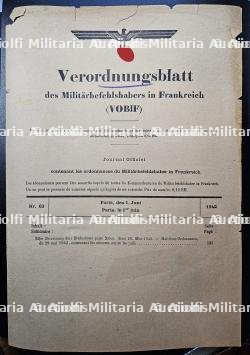 ORDONNANCE No 63 DE L’ADMINISTRATION MILITAIRE ALLEMANDE EN FRANCE CONCERNANT LE PORT DE L’ÉTOILE JAUNE , VERORDNUNGSBLATT DES MILITÄRBEFEHLSHABERS IN FRANKREICH , VOBIF , Nr.63 , 1-06-1942 — miniature 2