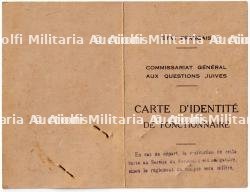 CARTE D'IDENTITÉ DE FONCTIONNAIRE , COMMISSARIAT GÉNÉRAL AUX QUESTIONS JUIVES , PARIS, 13-09-1943 , ALICE DESCHAMPS