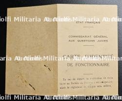 CARTE D'IDENTITÉ DE FONCTIONNAIRE , COMMISSARIAT GÉNÉRAL AUX QUESTIONS JUIVES , PARIS, 13-09-1943 , ALICE DESCHAMPS — photo 2