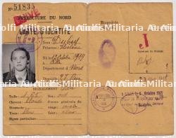 CARTE D'IDENTITÉ D'UNE ISRAÉLITE , HÉLÈNE DUBUS , LILLE , 23-10-1943