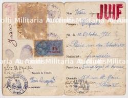 CARTE D'IDENTITÉ D'UNE ISRAÉLITE , HUGUETTE WAIN , LILLE , 18-05-1943