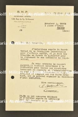 Lettre de Georges Albertini RNP