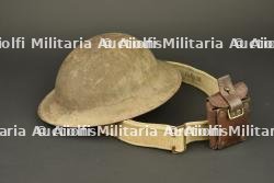 Casque anglais MkI, ceinture en web et cartouchière. British MkI helmet, web belt and ammunition pouch