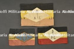 Lot de trois brassards de resistants de l Armee de liberation. Set of three Liberation Army Resistance armbands.