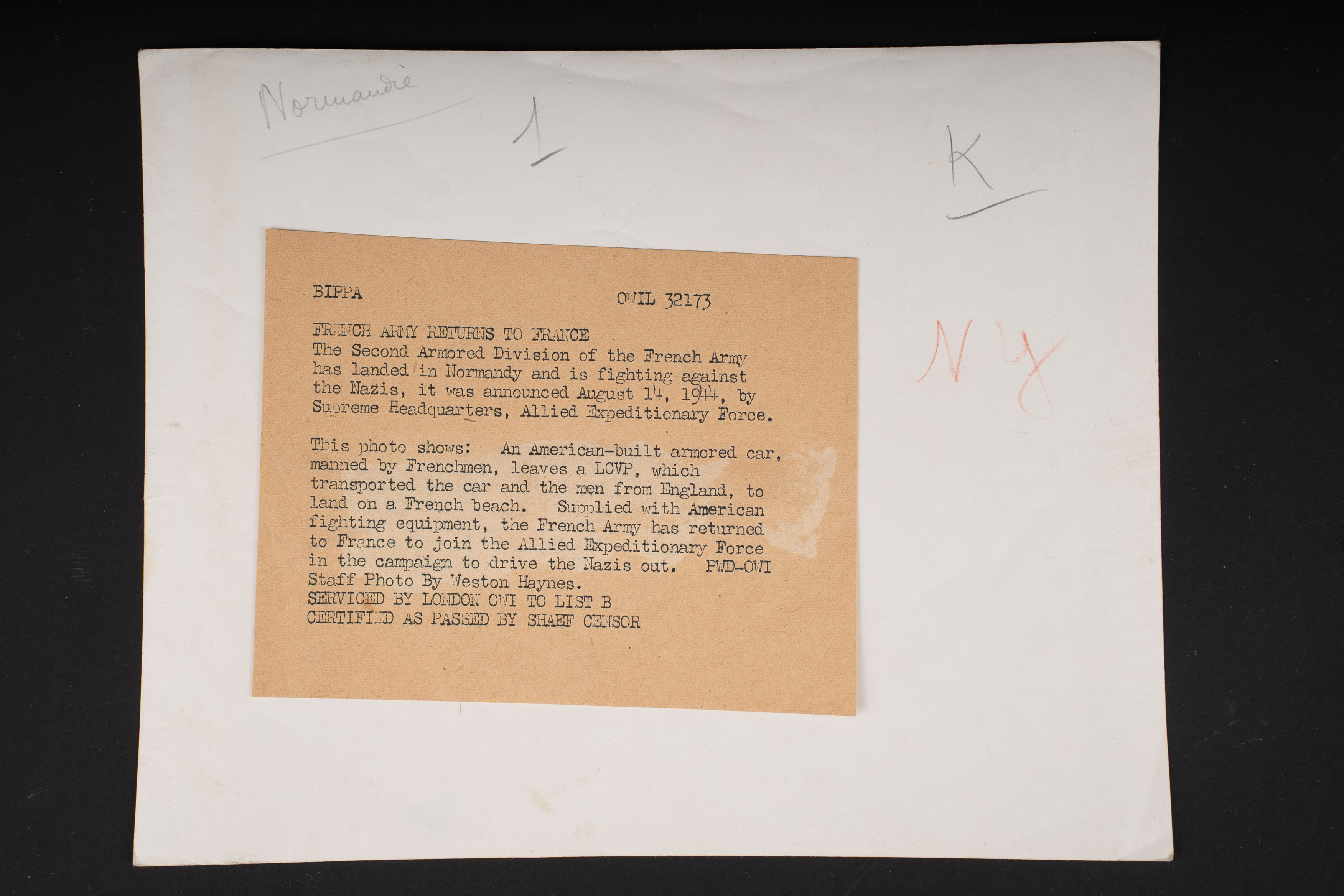 Photo de presse 2ème DB française. French 2nd Armored Division press photograph. — photo 2