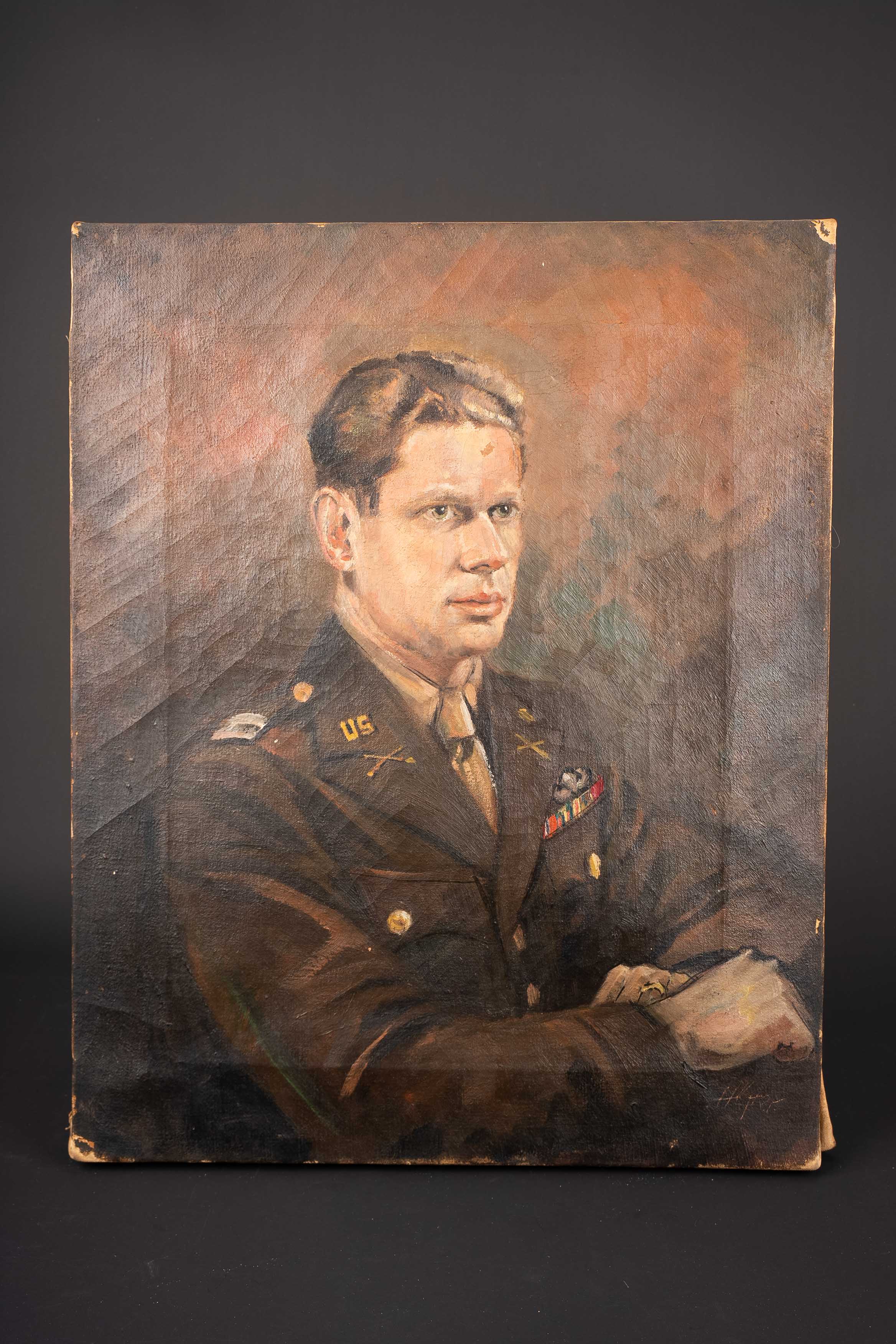 Toile représentant un officier US. Painting depicting a US officer — photo 1