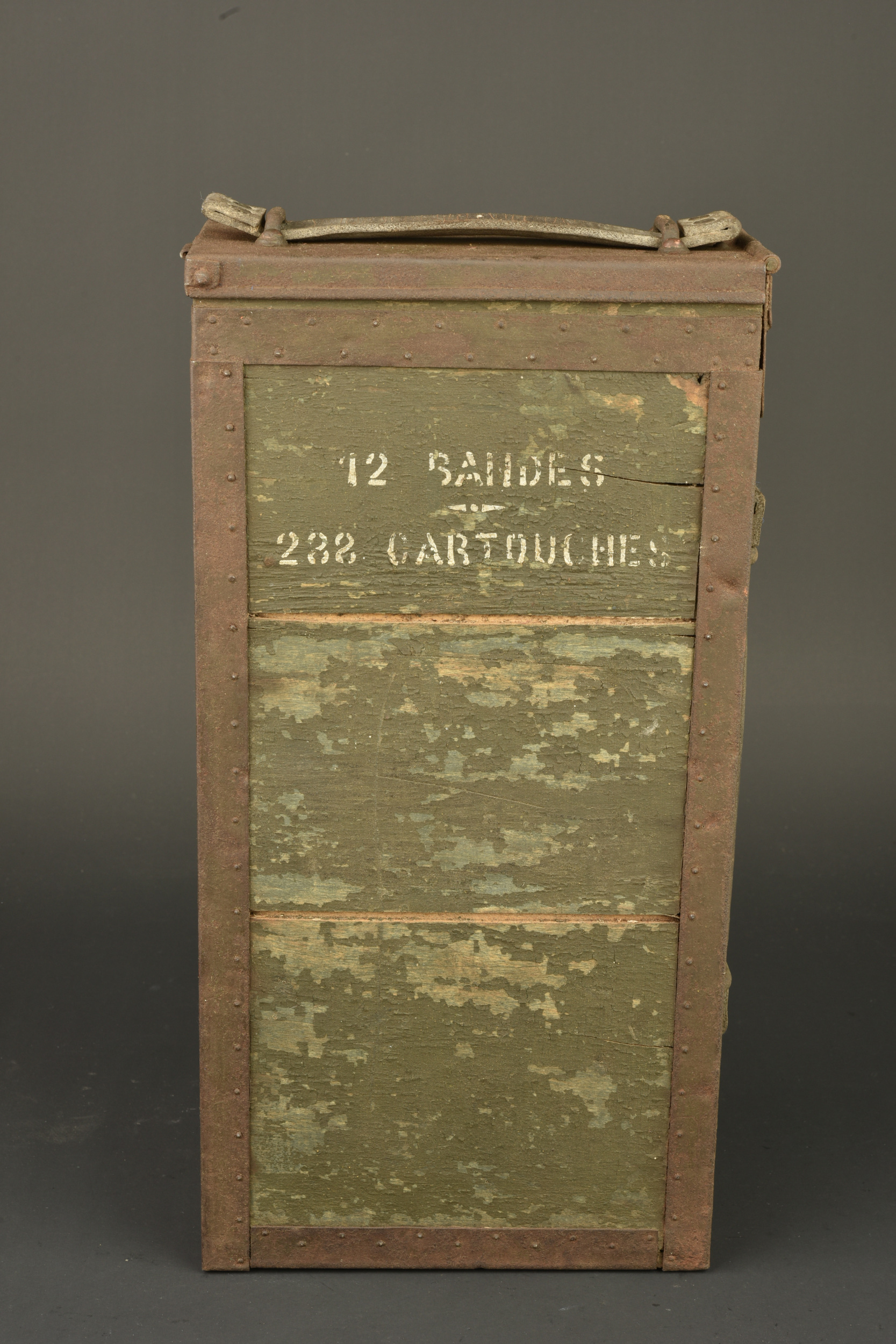 Caisse pour bandes rigides de mitrailleuse Hotchkiss  française. French Hotchkiss machine gun rigid strip ammunition box — photo 6