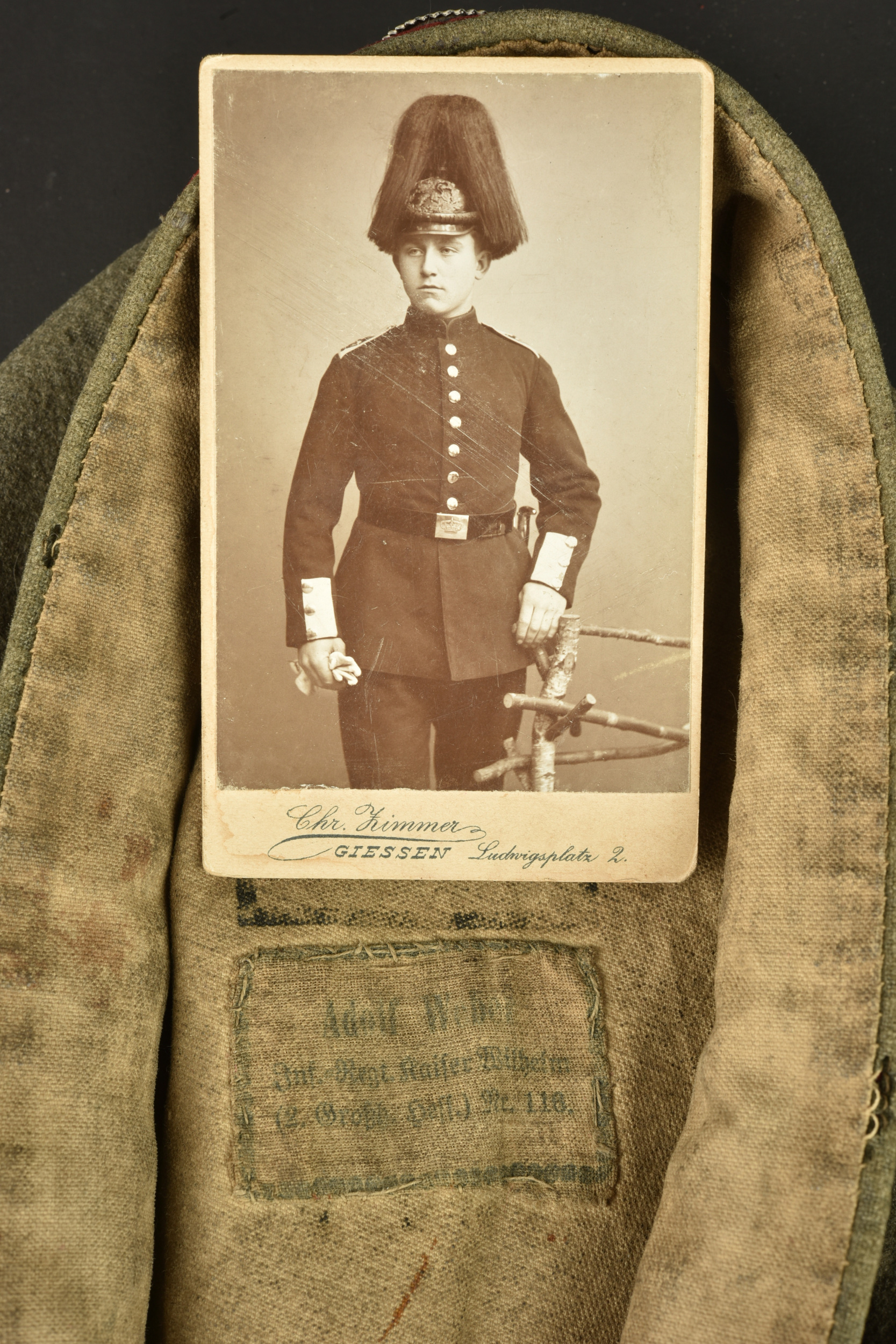 Mutze feldgrau d'un soldat hessois du JR118 avec sa photo. Feldgrau visor cap of a Hessian soldier from Infantry Regiment 118 with his photograph — photo 13