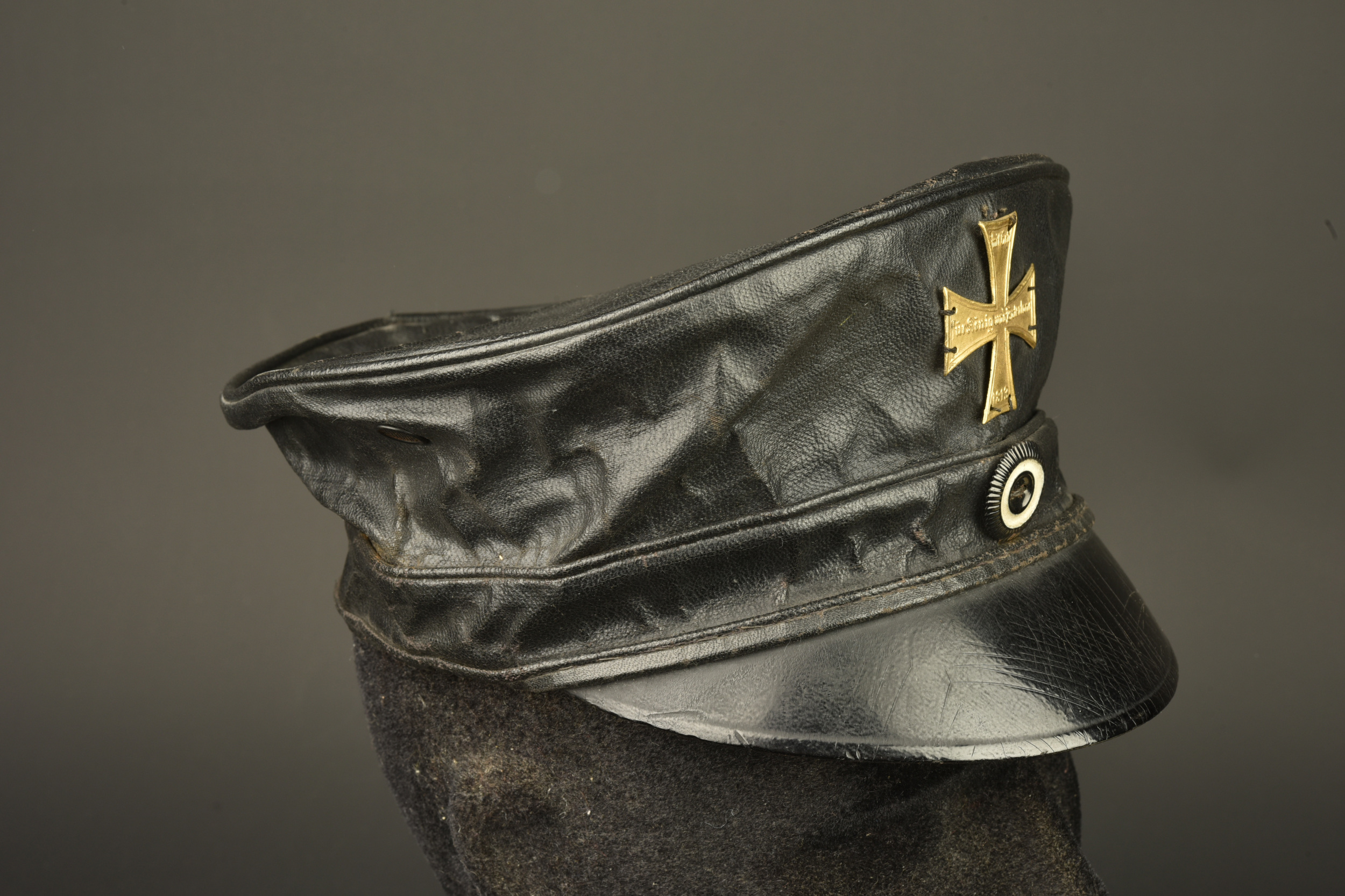 Casquette de Landsturm prussien en toile cirée. Prussian Landsturm visor cap in oilcloth — photo 11