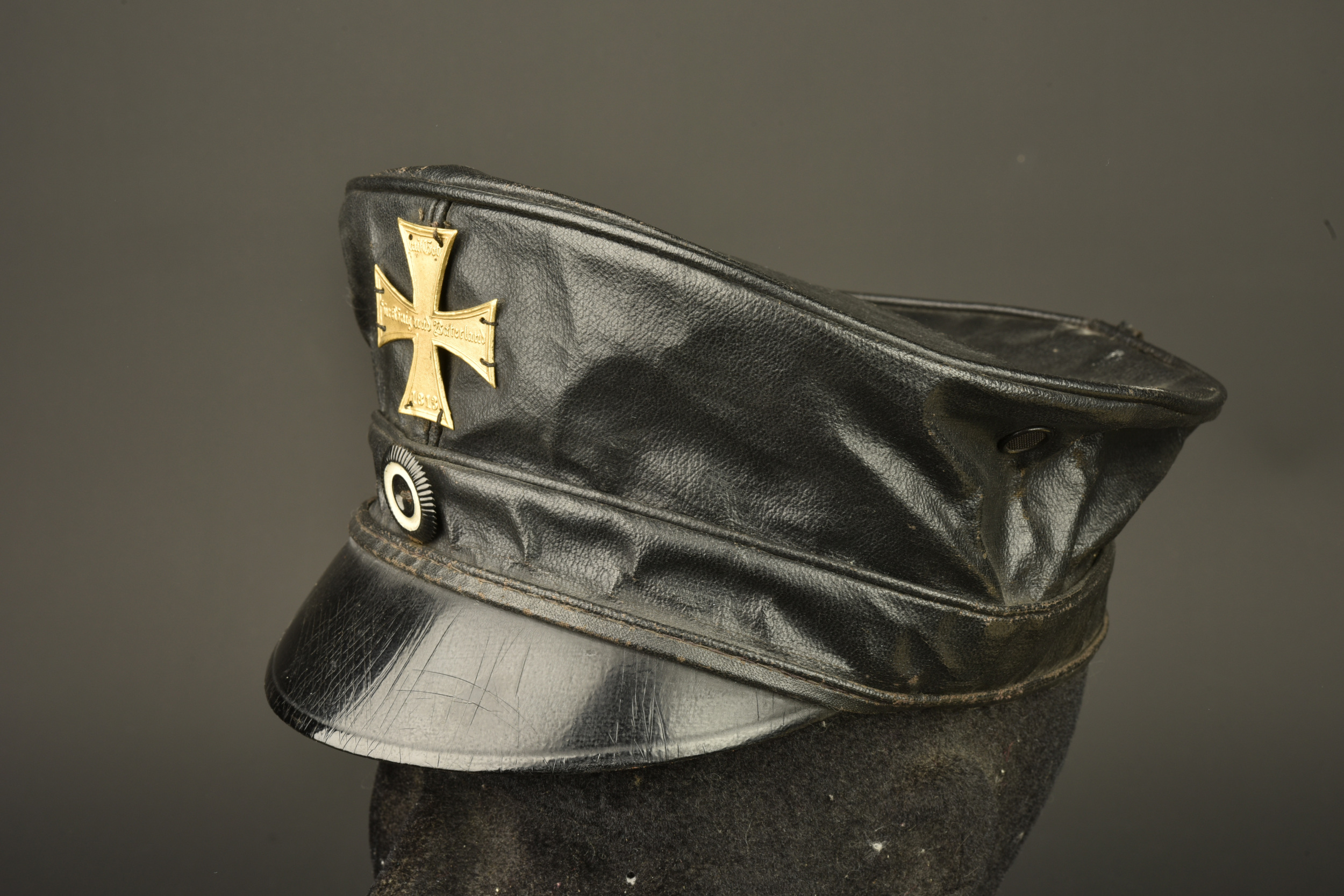 Casquette de Landsturm prussien en toile cirée. Prussian Landsturm visor cap in oilcloth — photo 12