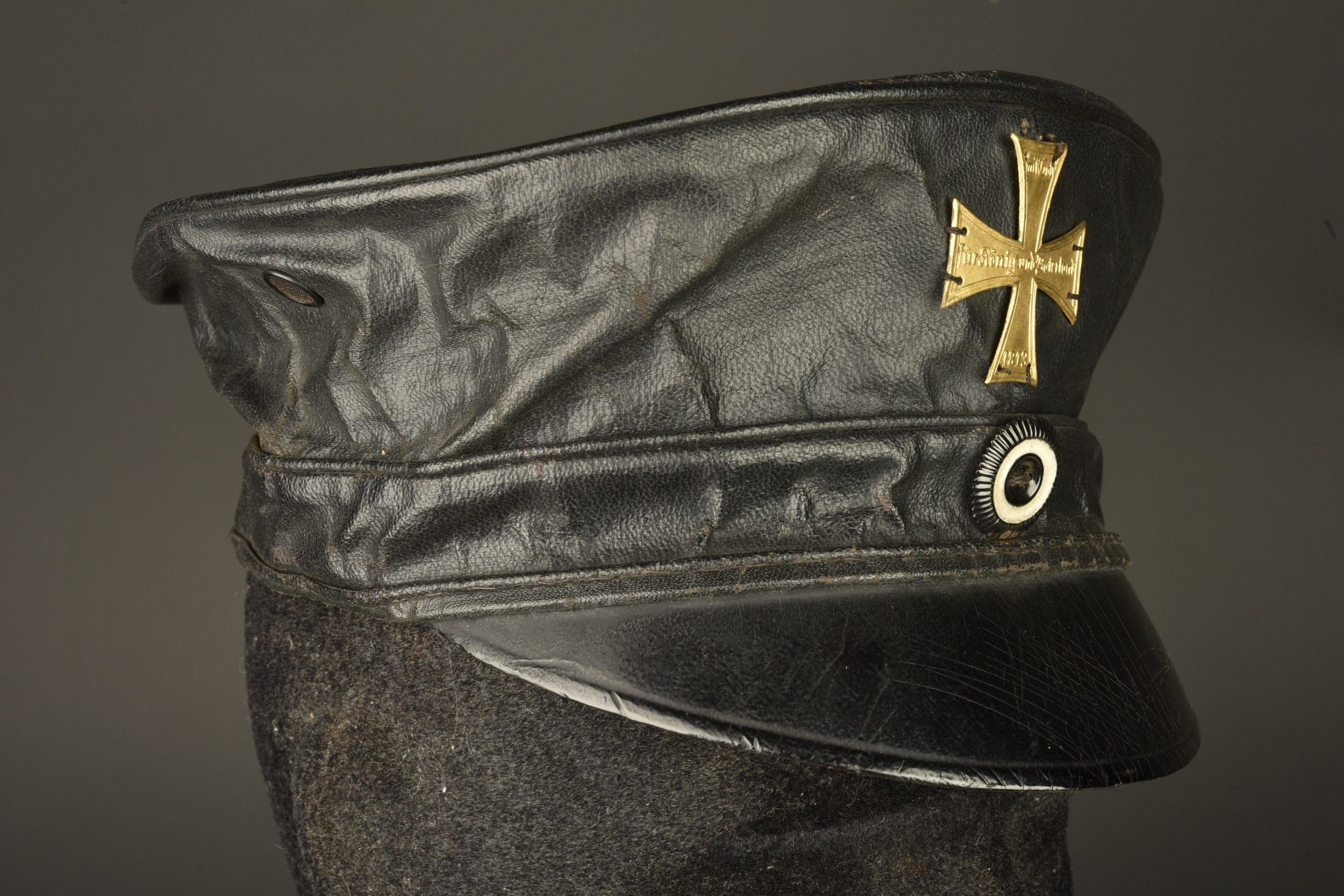 Casquette de Landsturm prussien en toile cirée. Prussian Landsturm visor cap in oilcloth — photo 7