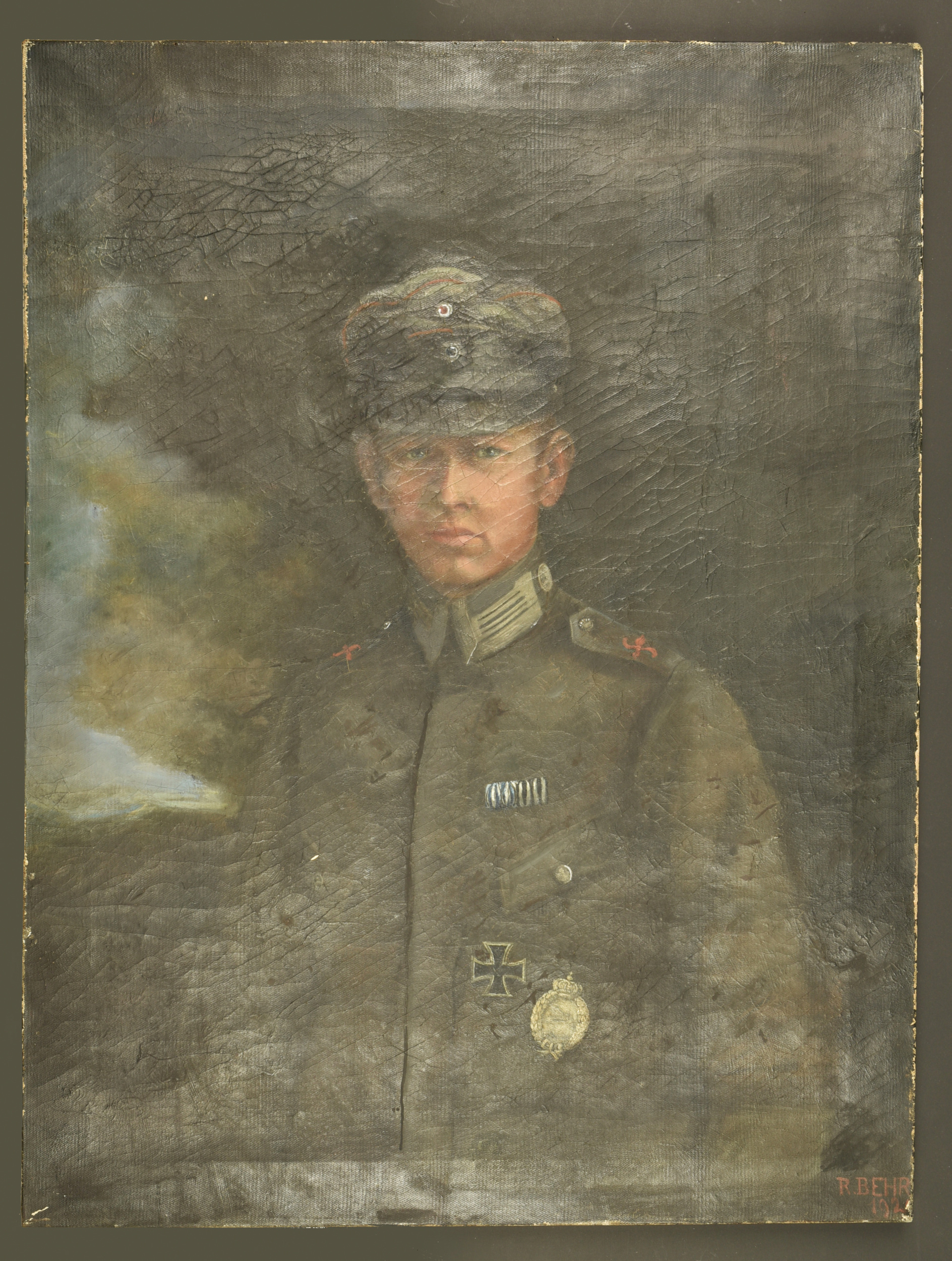 Huile sur toile d'un sous-officier pilote bavarois. Oil painting on canvas of a Bavarian pilot NCO. — photo 1