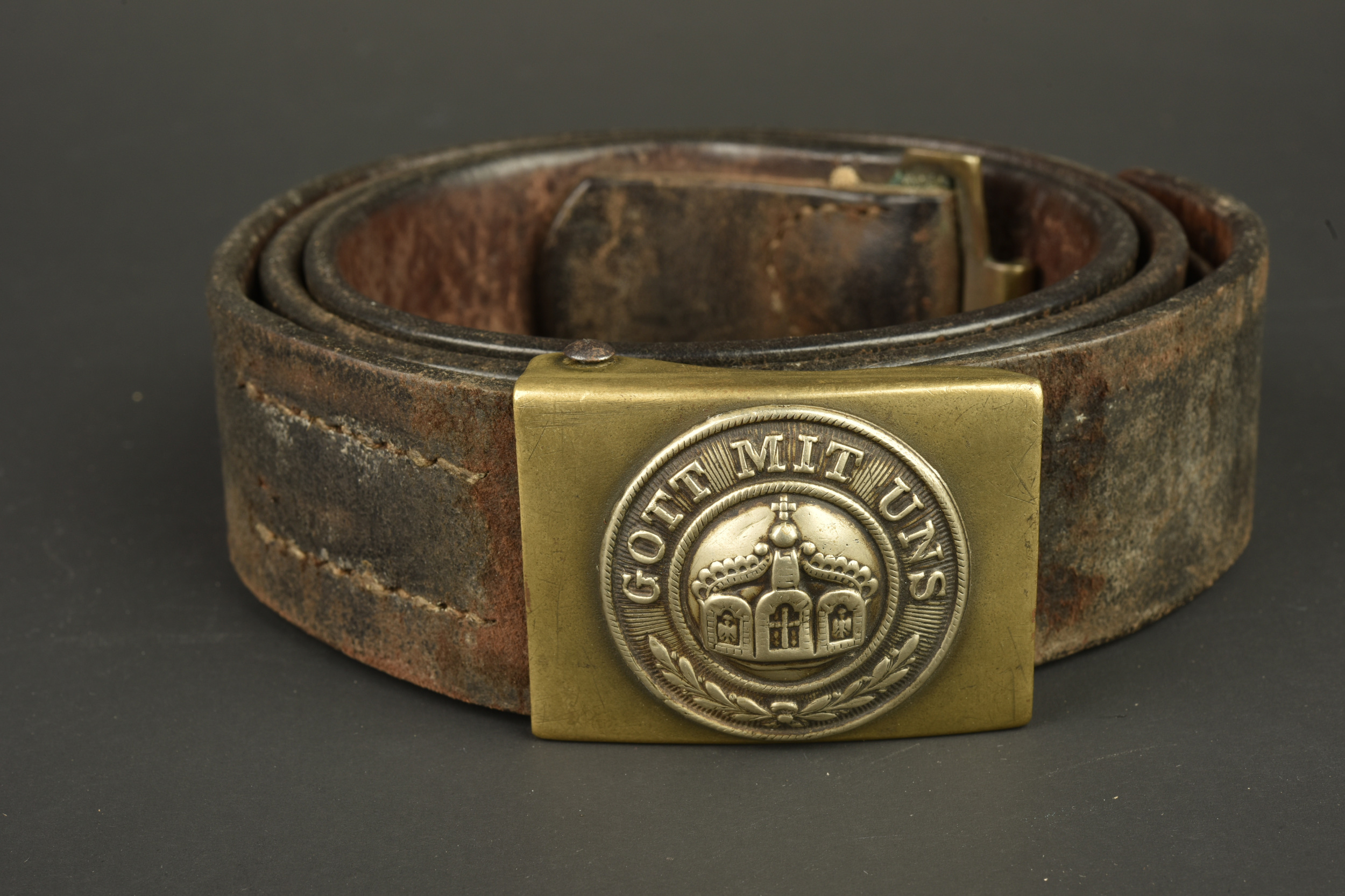 Ceinturon allemand avec boucle M1895 de la Marine Impériale. German belt with Imperial Navy Model 1895 buckle — photo 1