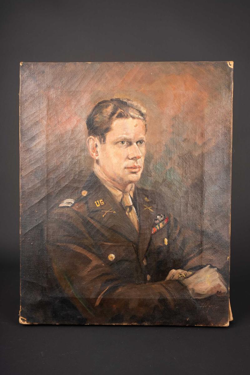 Toile représentant un officier US. Painting depicting a US officer