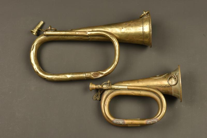 Signalhorn prussien et trompette du GR123 Wurttemberg. Prussian signal horn and trumpet of Württemberg Grenadier Regiment 123