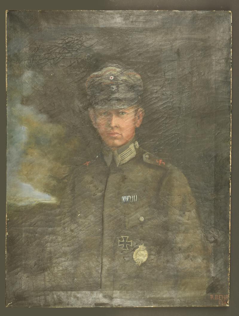 Huile sur toile d'un sous-officier pilote bavarois. Oil painting on canvas of a Bavarian pilot NCO.