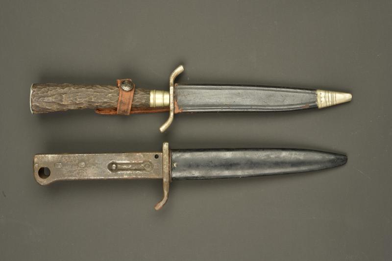Poignard baïonnette Koeller et couteau de chasse. Koeller bayonet dagger and hunting knife