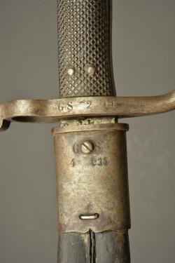 Baïonnette allemande de chasseur type Hirschfanger M1865 régimentée Garde Schutzen. German Jäger bayonet type Hirschfänger Model 1865 regimentally marked to the Garde Schützen — miniature 2