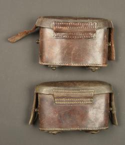Lot de 2 cartouchière allemande 1887-88 pour troupes techniques. Lot of two German Model 1887 88 ammunition pouches for technical troops — miniature 1