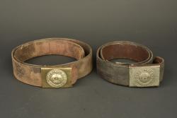 Lot de 2 ceinturons allemands avec boucles. Lot of two German belts with buckles — miniature 1