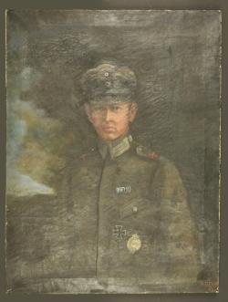 Huile sur toile d'un sous-officier pilote bavarois. Oil painting on canvas of a Bavarian pilot NCO. — miniature 1